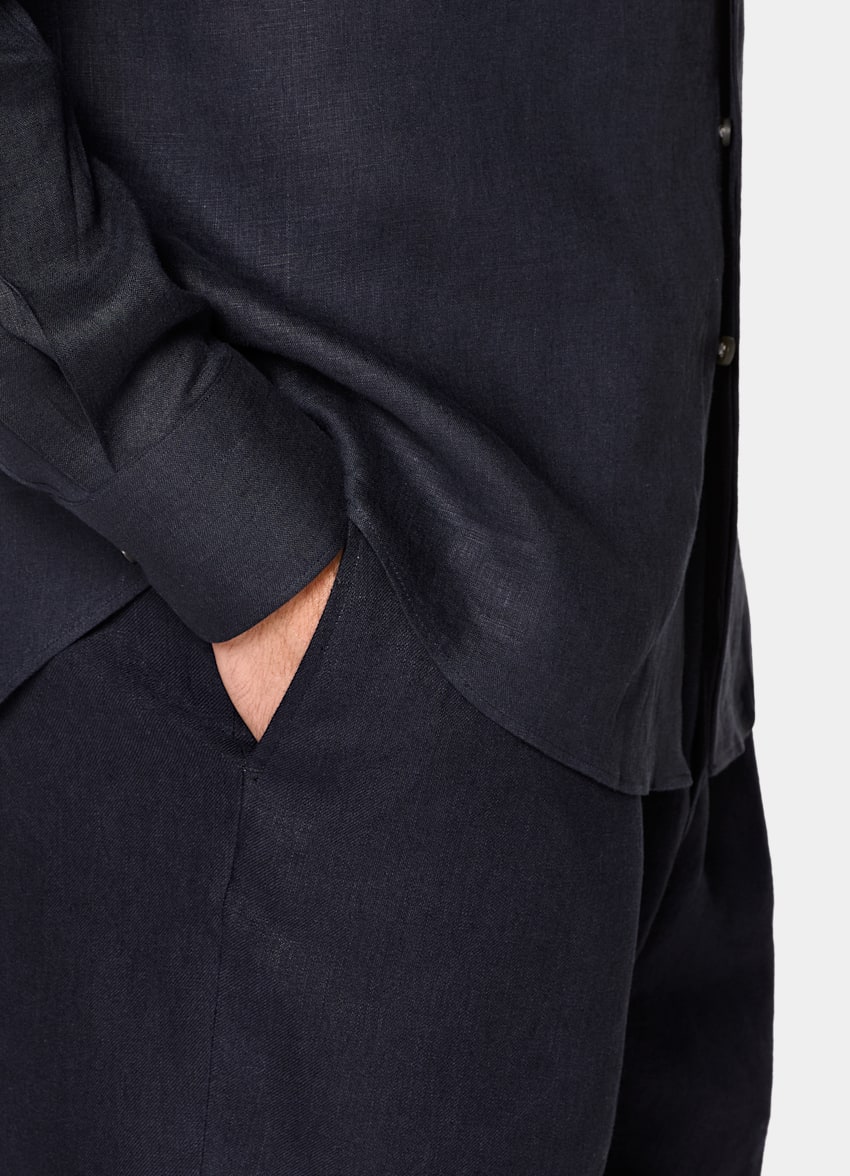 SUITSUPPLY Pure Linen by Baird McNutt, United Kingdom Navy Linen Overshirt