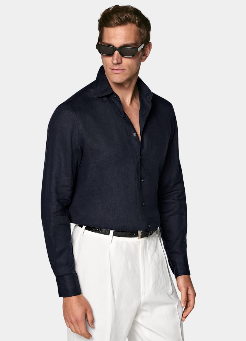 SUITSUPPLY Pure Linen - Baird McNutt, Royaume-Uni Navy Linen Shirt