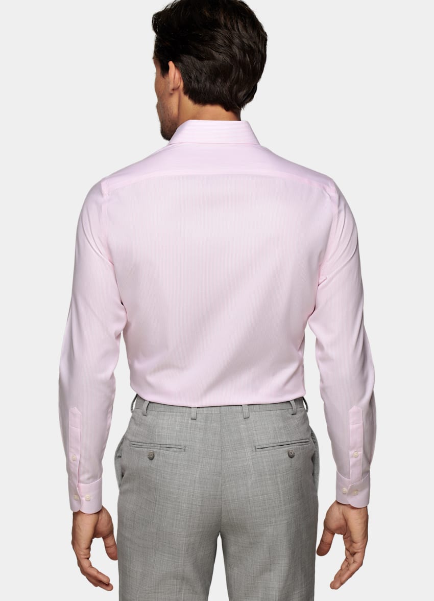 SUITSUPPLY Puro algodón Traveller Camisa Oxford rosa a rayas corte Slim