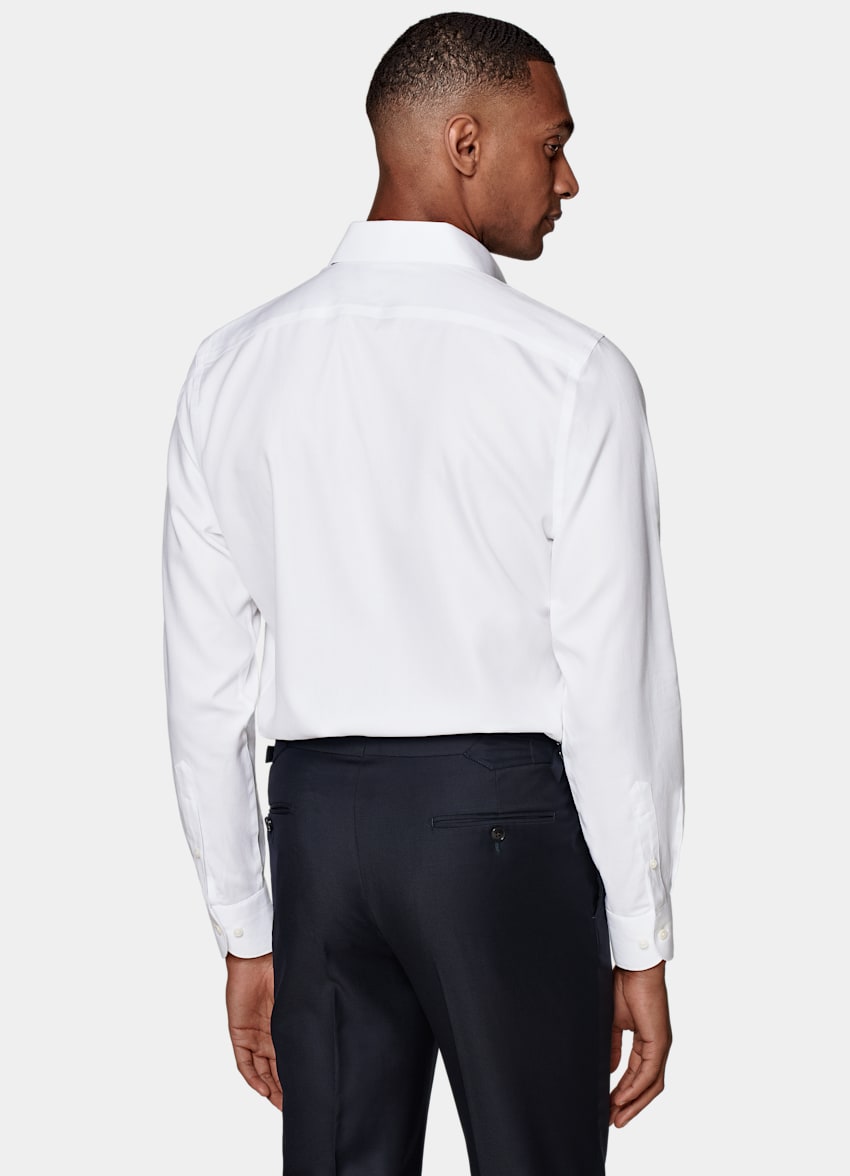 SUITSUPPLY Pure Cotton Traveller White Royal Oxford Slim Fit Shirt