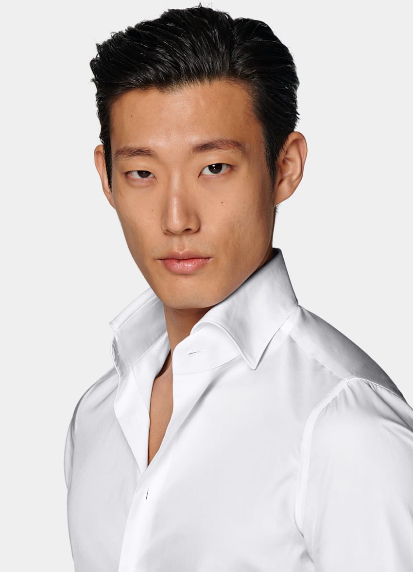 SUITSUPPLY Egyptian Cotton by Thomas Mason, Italy White Widespread Collar Shirt