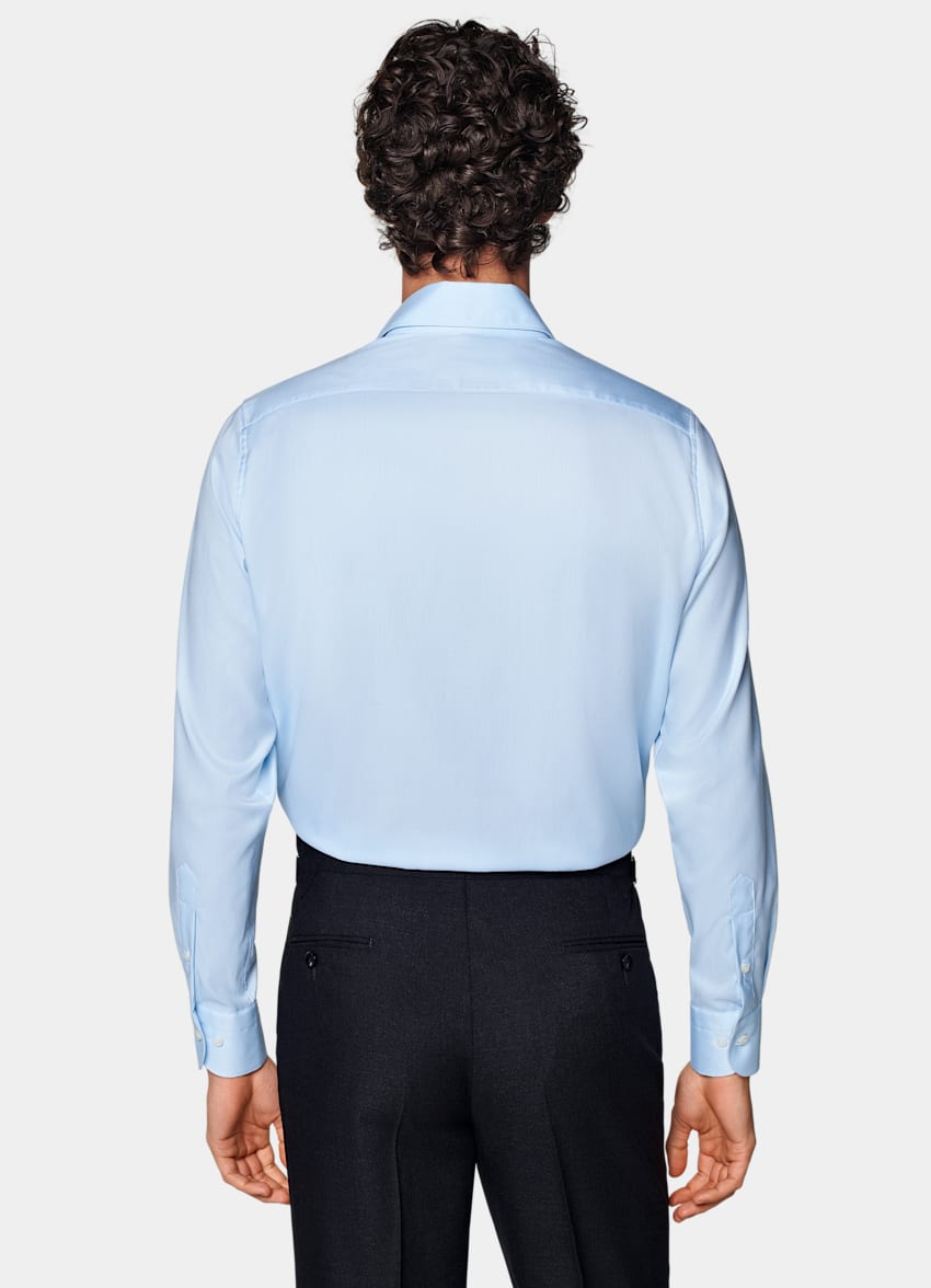 SUITSUPPLY Egyptian Cotton Traveller by Weba, Switzerland Light Blue Royal Oxford Slim Fit Shirt