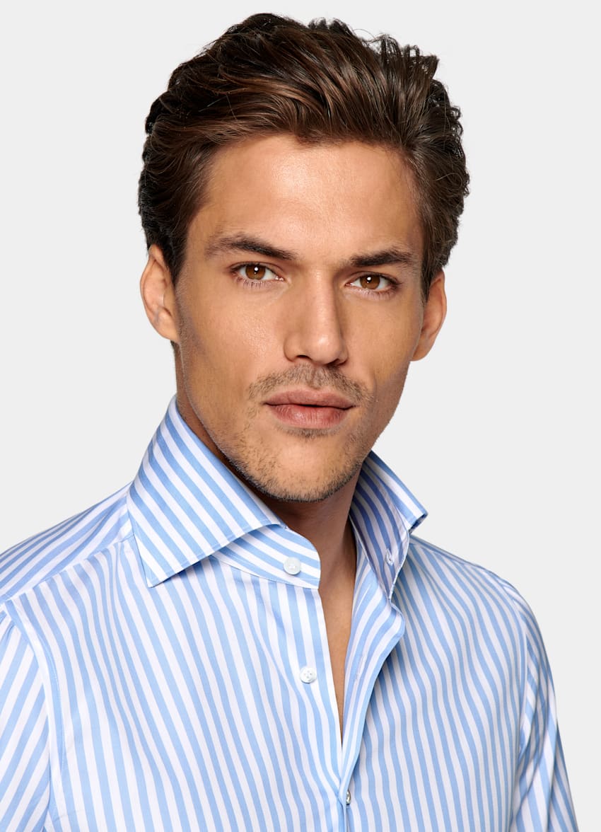 Light Blue Stripe Custom Made Shirt 