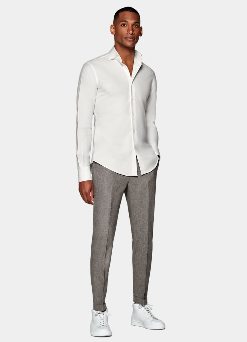 Off-White Slim Fit Shirt in Cotton Flannel | SUITSUPPLY US