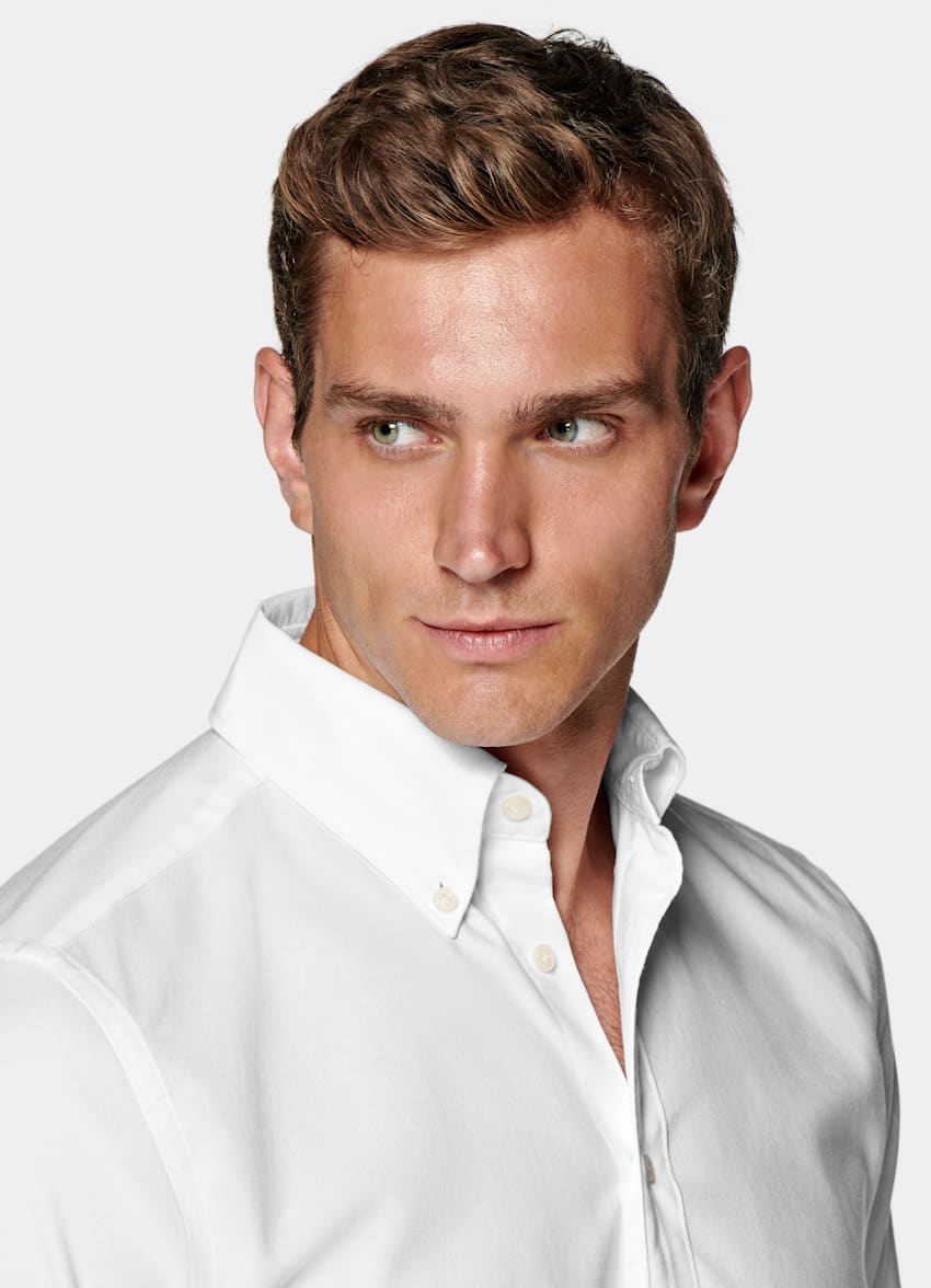 SUITSUPPLY Natural Stretch Egyptian Cotton by Albiate, Italy White Slim Fit Shirt