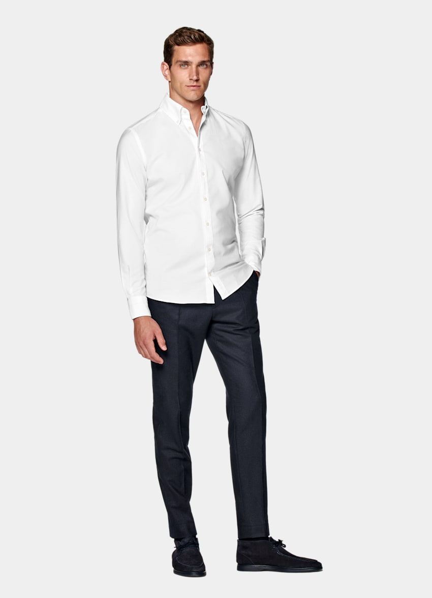 SUITSUPPLY Natural Stretch Egyptian Cotton by Albiate, Italy White Slim Fit Shirt