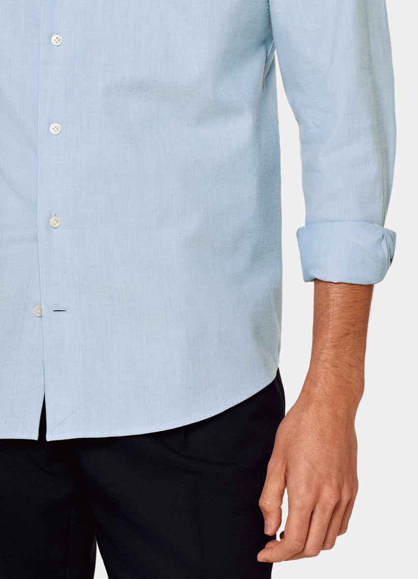 SUITSUPPLY Flanella di cotone egiziano - Thomas Mason, Italia Camicia azzurra vestibilità slim