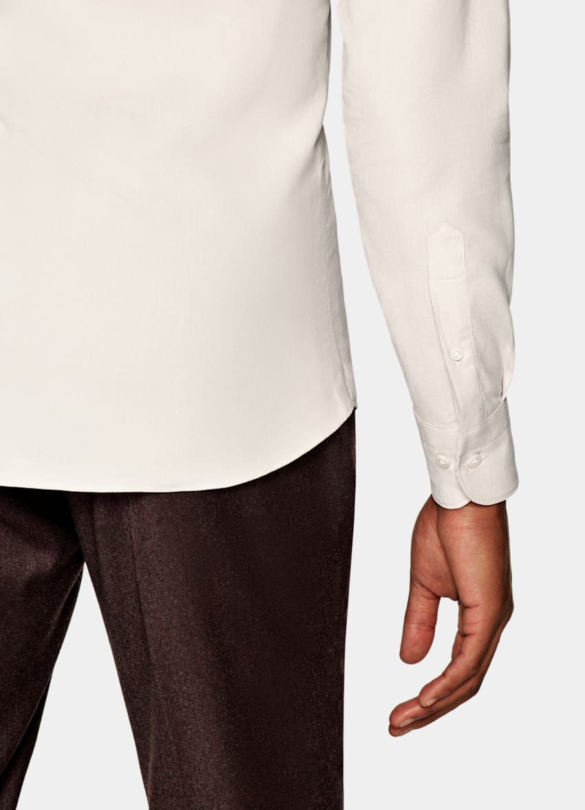 SUITSUPPLY Velours côtelé en coton égyptien - Albini, Italie Chemise coupe ajustée marron clair