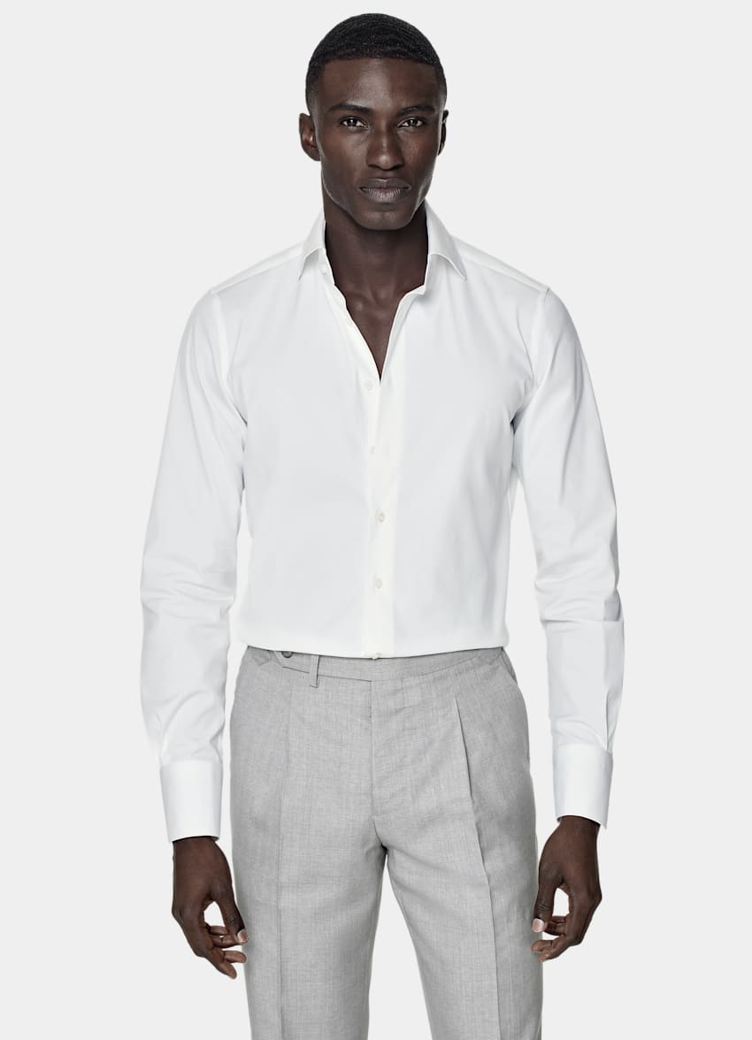 SUITSUPPLY Coton stretch et polyamide - Reggiani, Italie Chemise très ajustée en popeline blanche