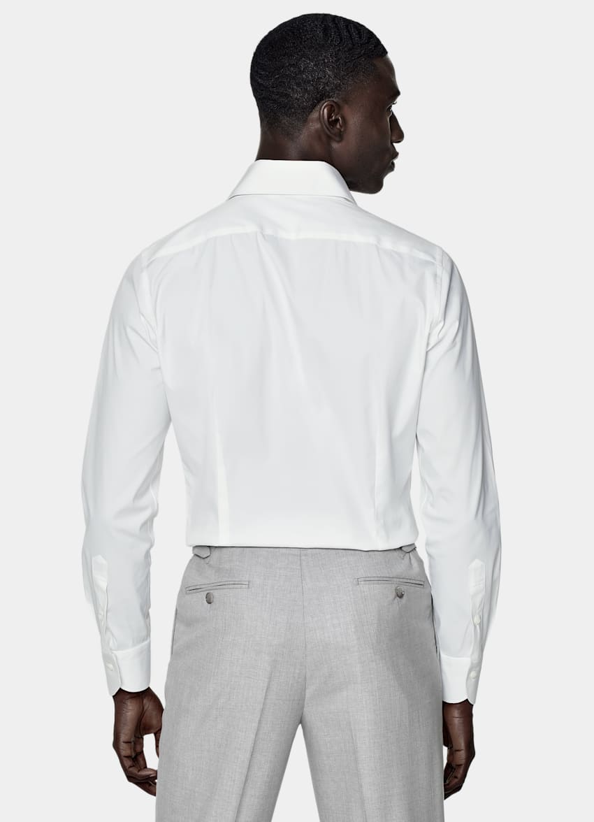 SUITSUPPLY Stretch Cotton Polyamide by Reggiani, Italy White Poplin Extra Slim Fit Shirt