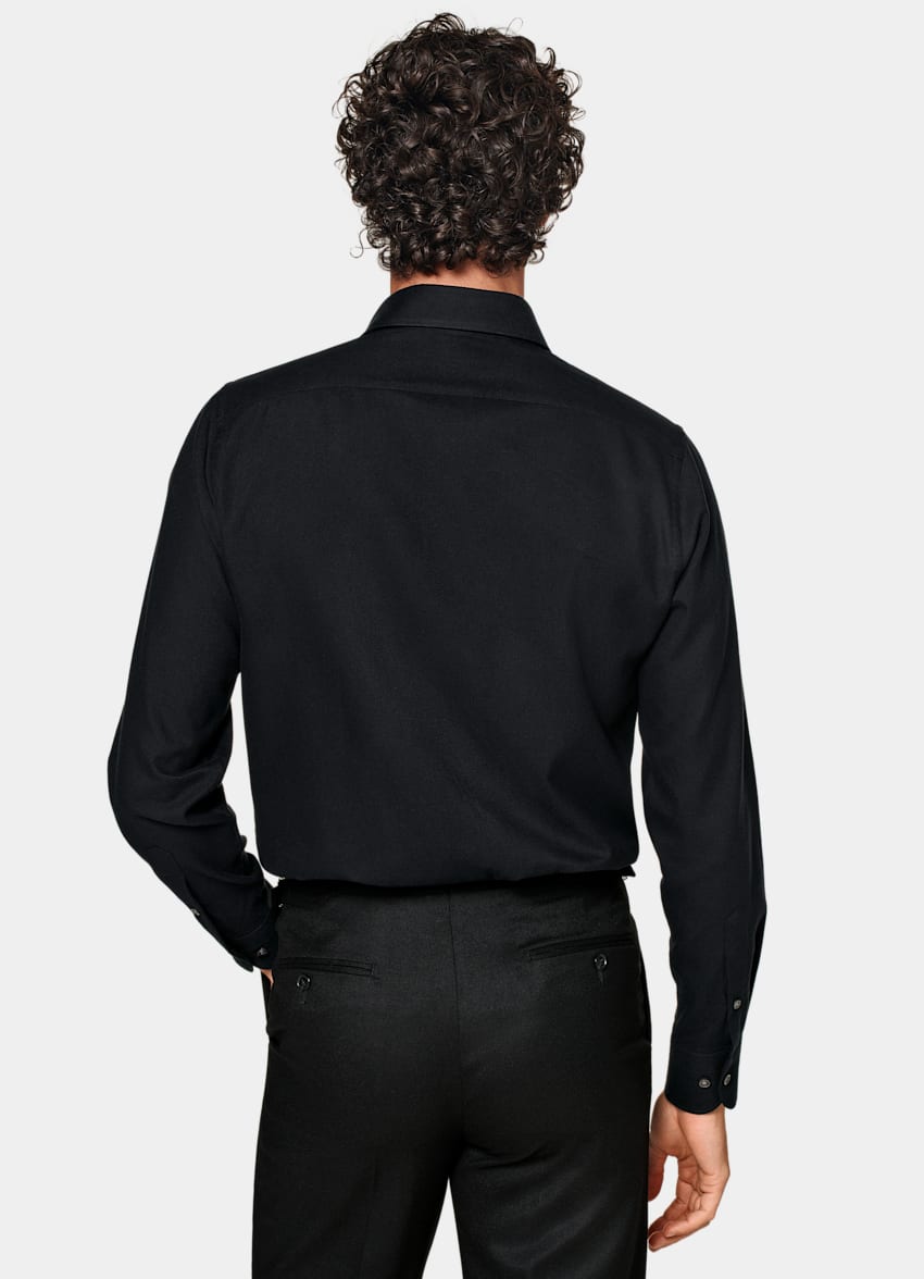 SUITSUPPLY Flanella di cotone egiziano - Beste, Italia Camicia nera vestibilità slim