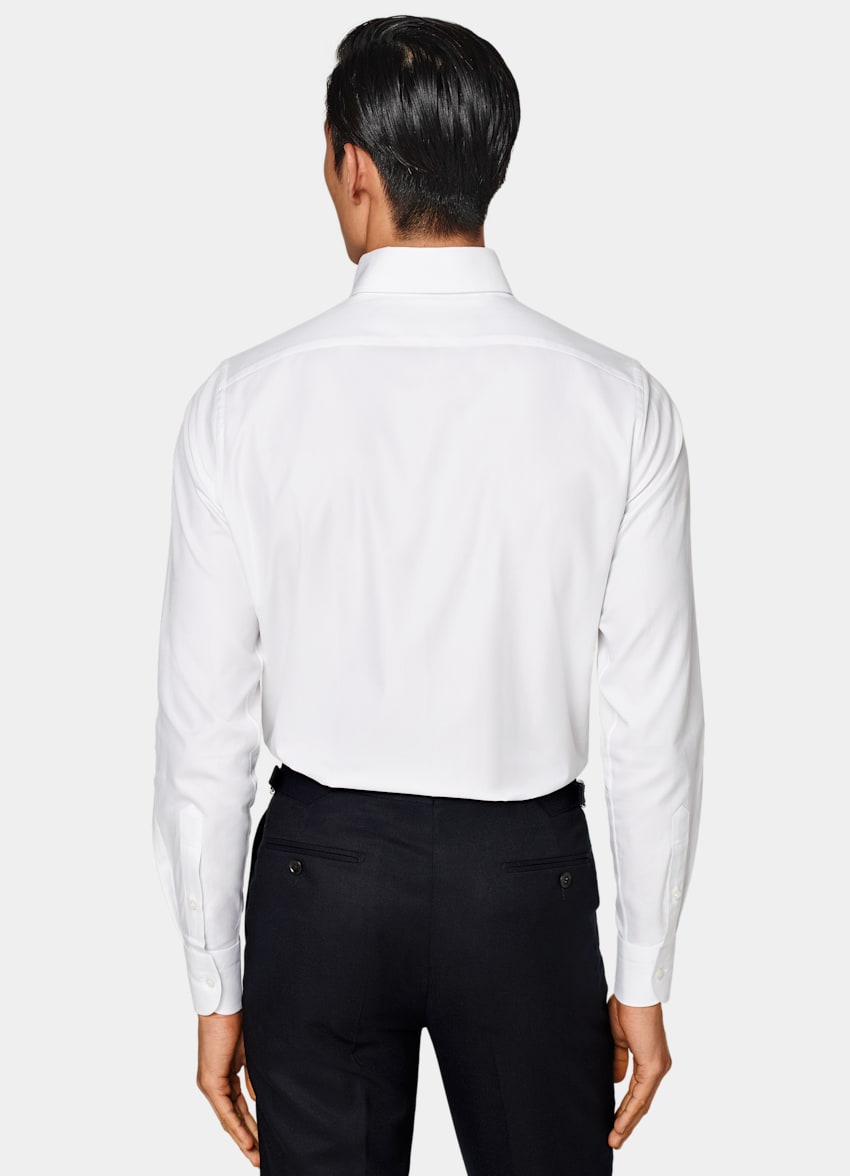 White One Piece Collar Slim Fit Shirt in Egyptian Cotton | SUITSUPPLY US
