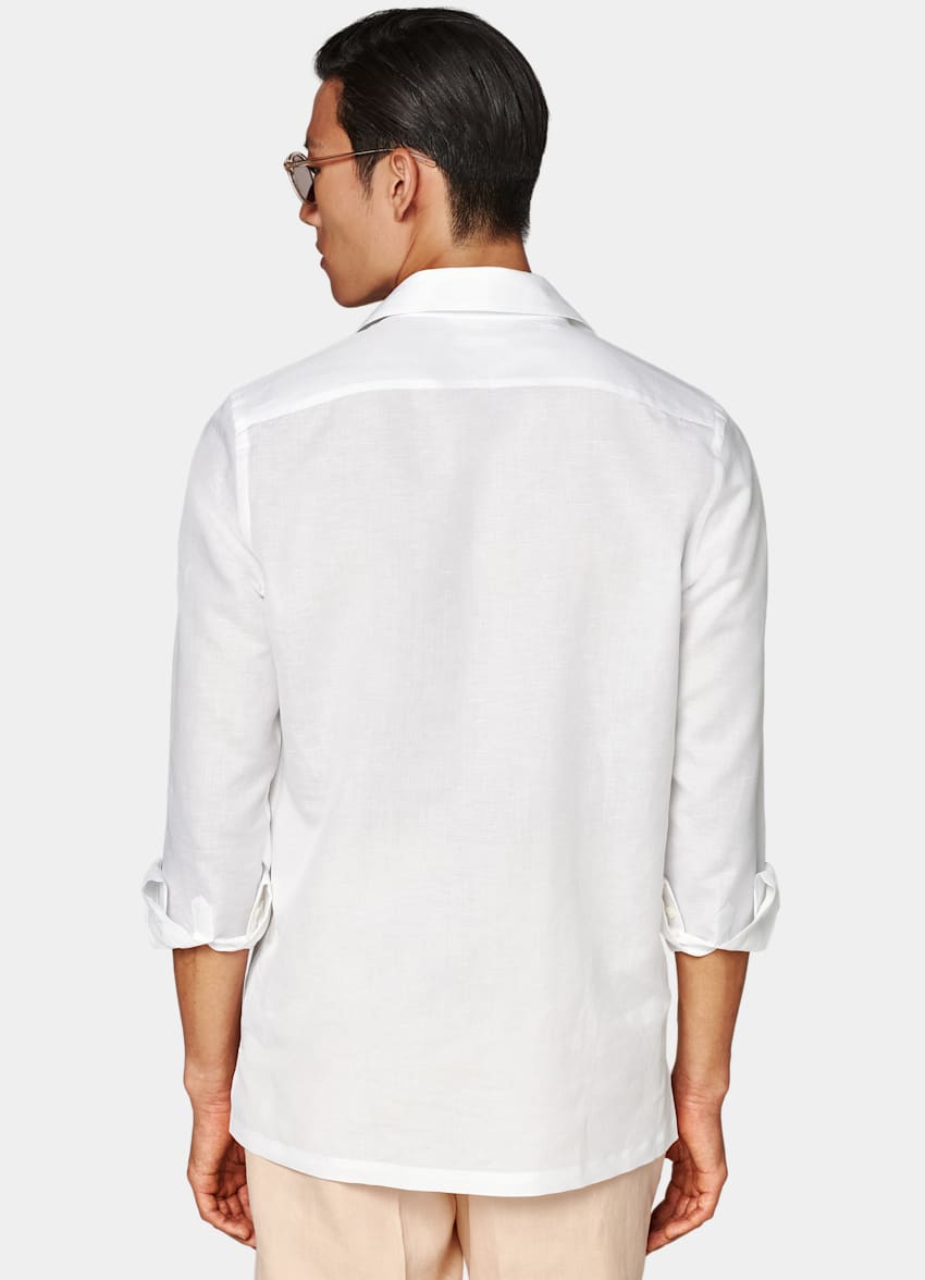 SUITSUPPLY Cotton Linen by Albini, Italy White Safari Shirt
