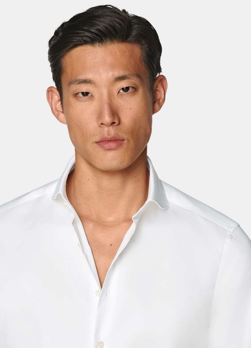 White Twill Tailored Fit Shirt in Egyptian Cotton SUITSUPPLY SUITSUPPLY Canada