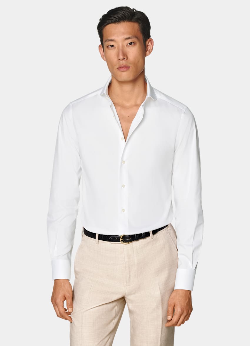 White Twill Tailored Fit Shirt in Egyptian Cotton SUITSUPPLY SUITSUPPLY The Netherlands