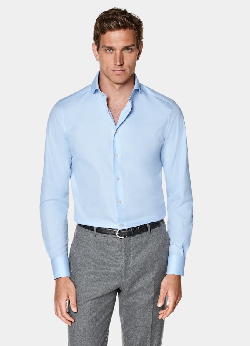 Light Blue Twill Tailored Fit Shirt in Egyptian Cotton SUITSUPPLY SUITSUPPLY Sweden
