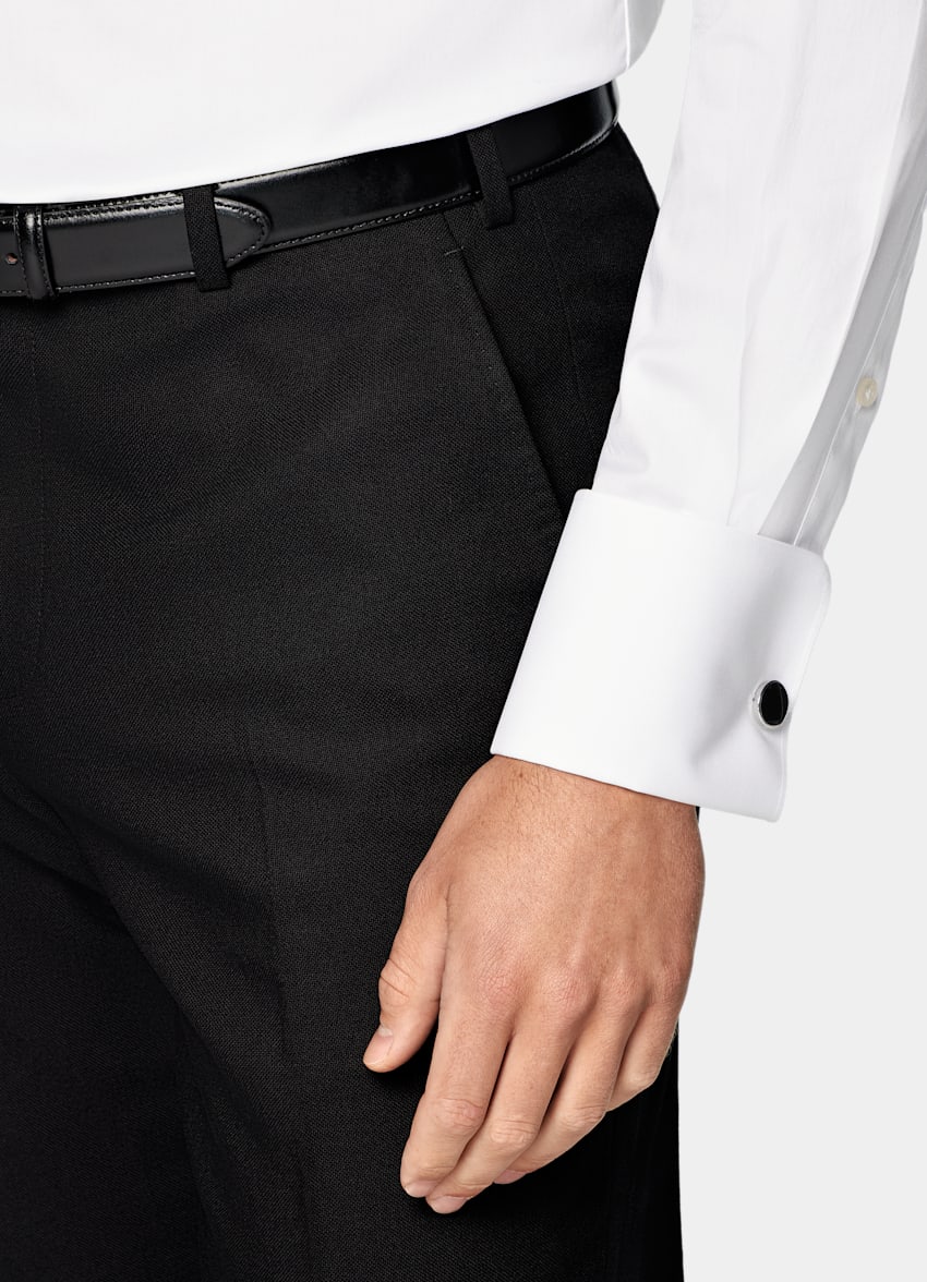 Hemd weiB Doppelmanschette Tailored Fit Agyptische Baumwolle SUITSUPPLY Deutschland
