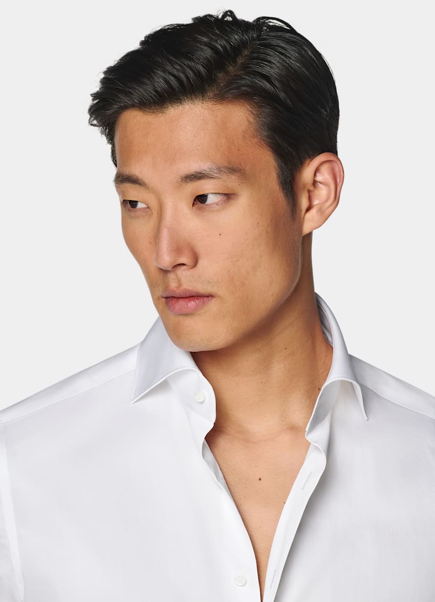 SUITSUPPLY Egyptian Cotton by Thomas Mason, Italy White Twill Tailored Fit Shirt