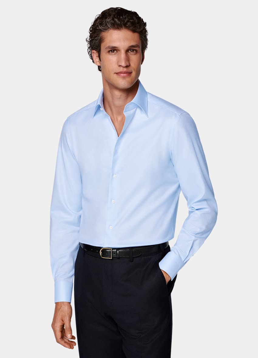 SUITSUPPLY Egyptian Cotton by Albini, Italy Light Blue Classic Collar Shirt