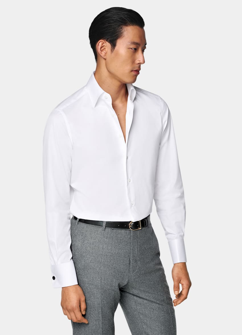 SUITSUPPLY Egyptian Cotton by Thomas Mason, Italy White Classic Collar Shirt