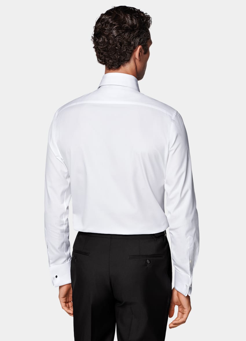 SUITSUPPLY Egyptian Cotton by Testa 1919 Srl, Italy White Widespread Collar Tailored Fit Tuxedo Shirt