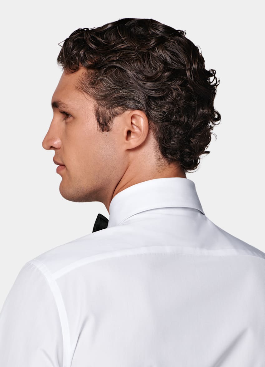 SUITSUPPLY Egyptian Cotton by Testa 1919 Srl, Italy White Widespread Collar Tailored Fit Tuxedo Shirt