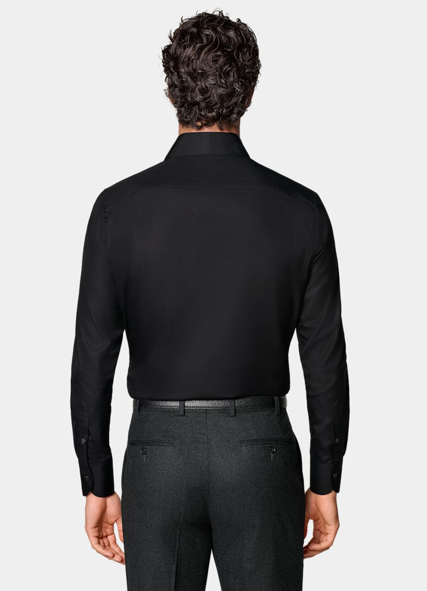 SUITSUPPLY Ägyptische Baumwolle von Testa Spa, Italien Popeline-Hemd schwarz Tailored Fit