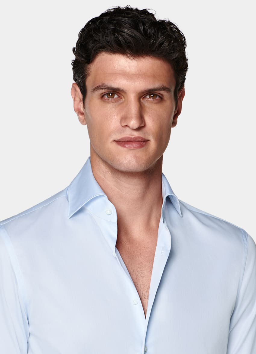 SUITSUPPLY Egyptian Cotton by Thomas Mason, Italy Light Blue Widespread Collar Shirt
