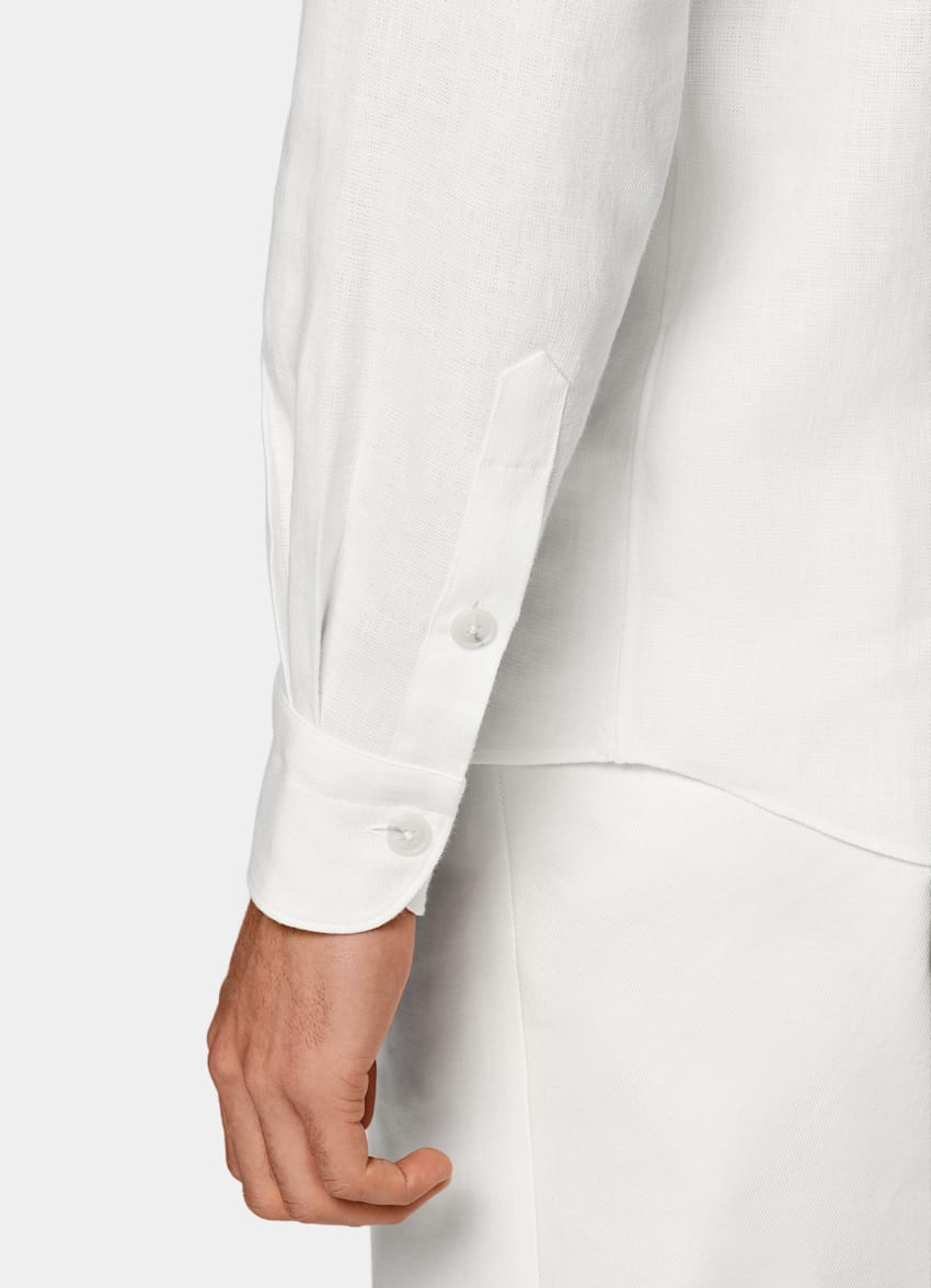 SUITSUPPLY Puro lino de Di Sondrio, Italia Camisa blanca corte Tailored