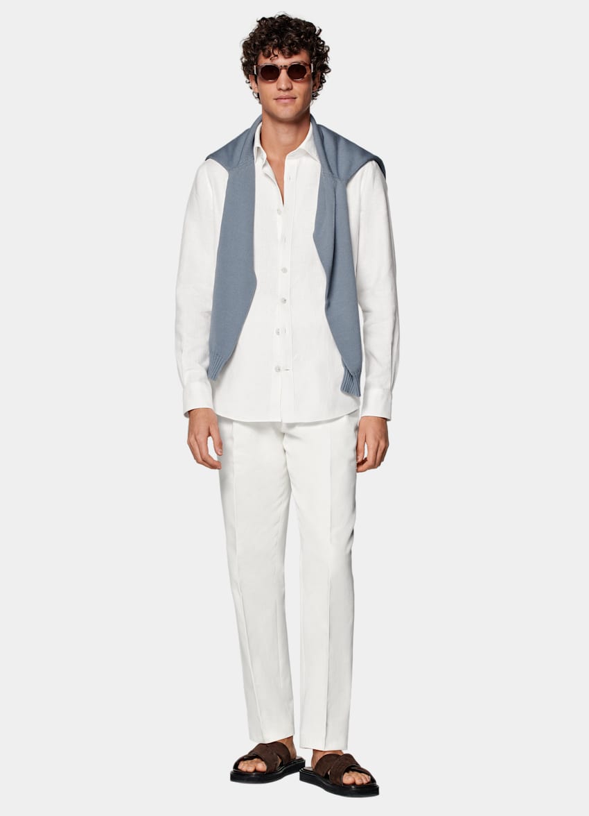 SUITSUPPLY Czysty len od Di Sondrio, Włochy Koszula tailored fit biała