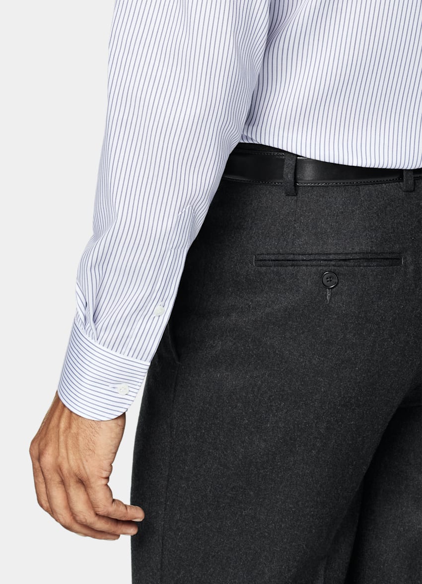 SUITSUPPLY Cotone Traveller Pima - Weba, Svizzera Camicia navy a righe in twill tatailored fit