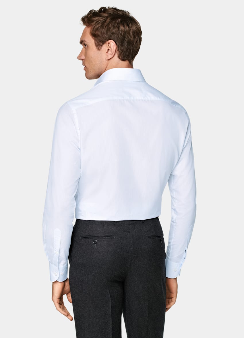 SUITSUPPLY Coton égyptien - Albini, Italie Chemise coupe Tailored en popeline bleu clair à rayures