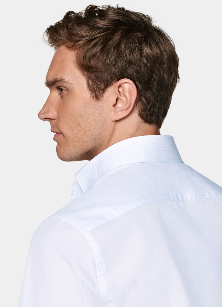 SUITSUPPLY Coton égyptien - Albini, Italie Chemise coupe Tailored en popeline bleu clair à rayures