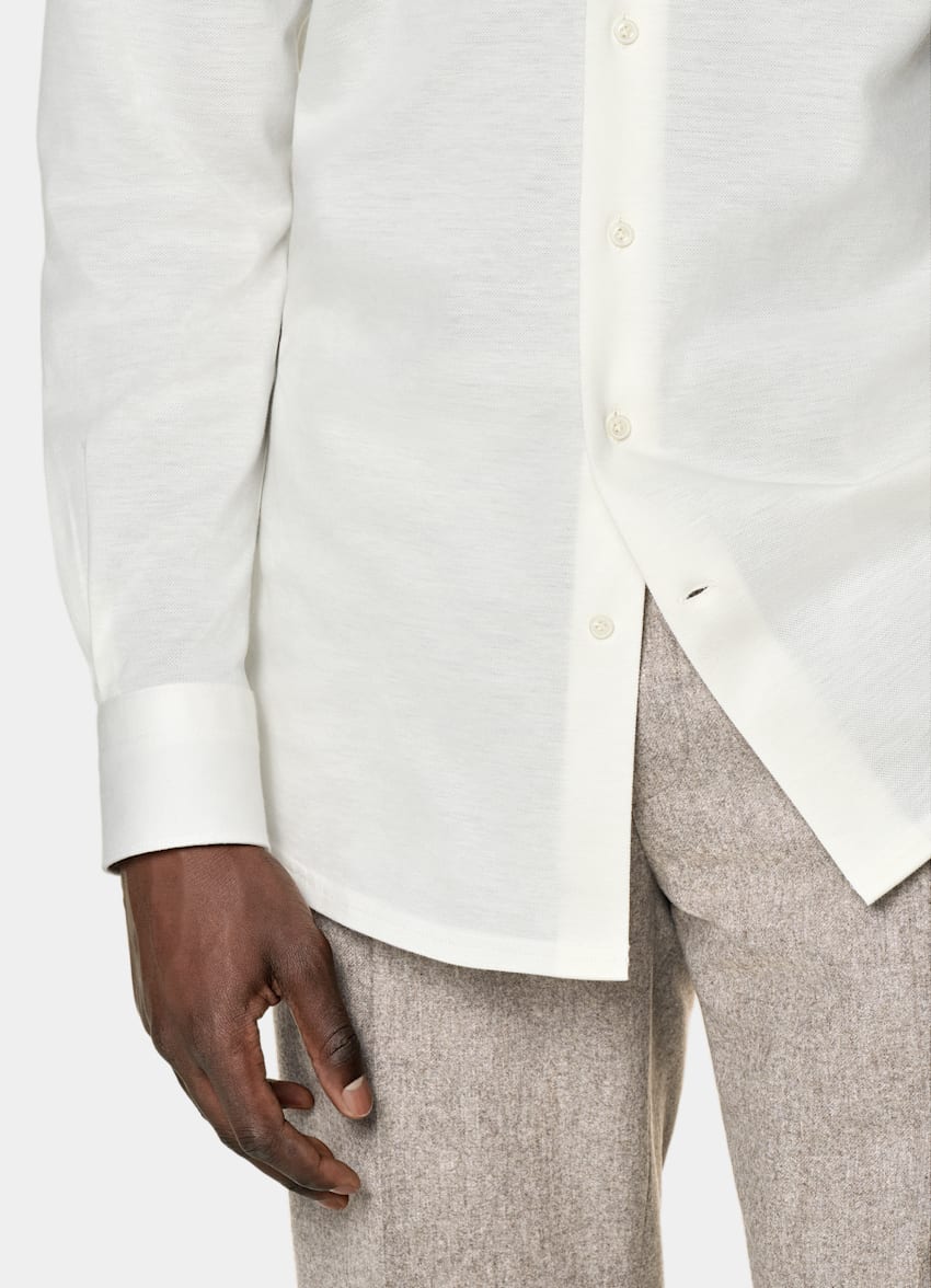 SUITSUPPLY Maille de coton égyptien - Tessilmaglia, Italie Chemise coupe Tailored blanc cassé