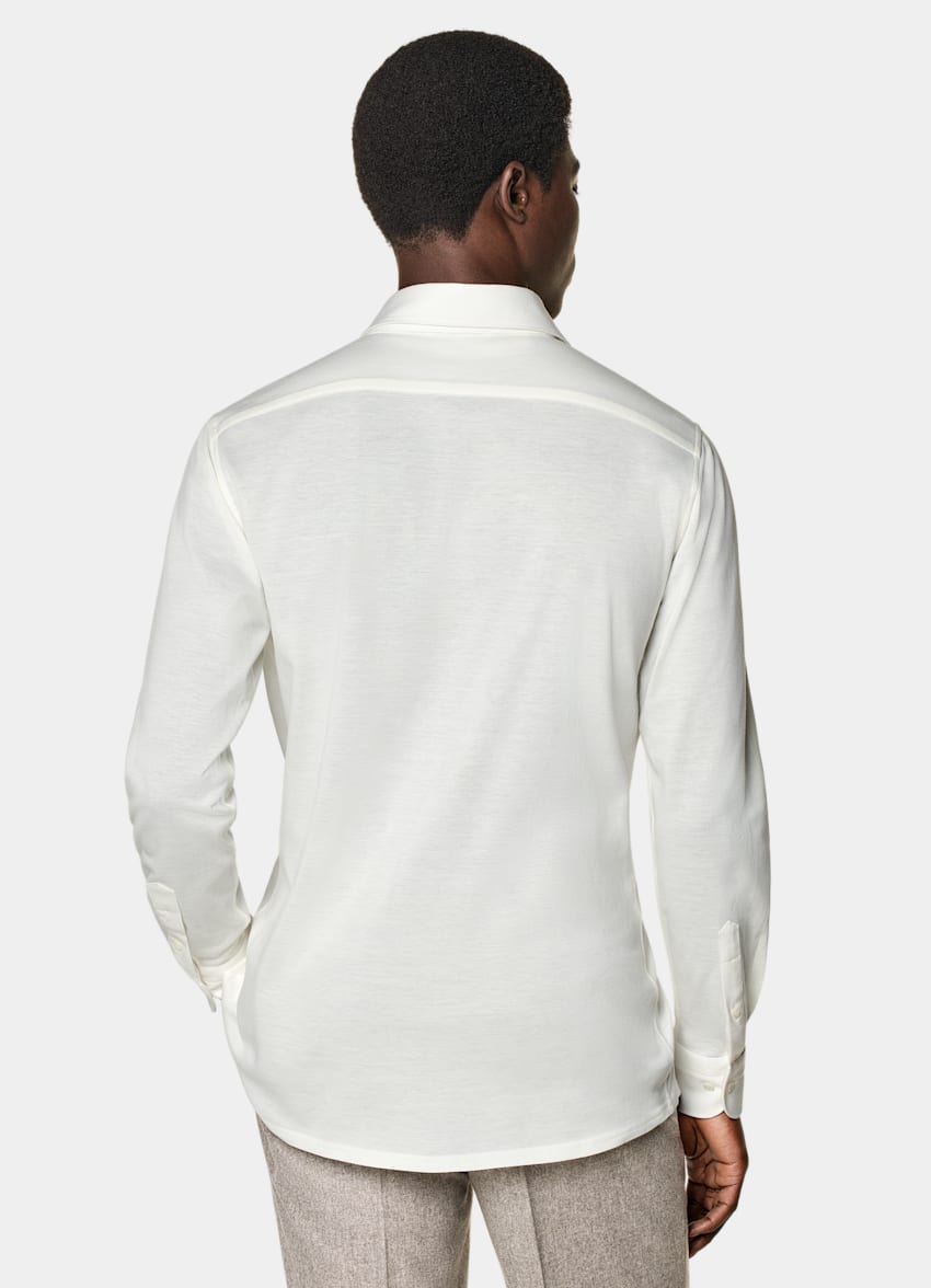 SUITSUPPLY Knitted Egyptian Cotton by Tessilmaglia, Italy Off-White Tailored Fit Shirt