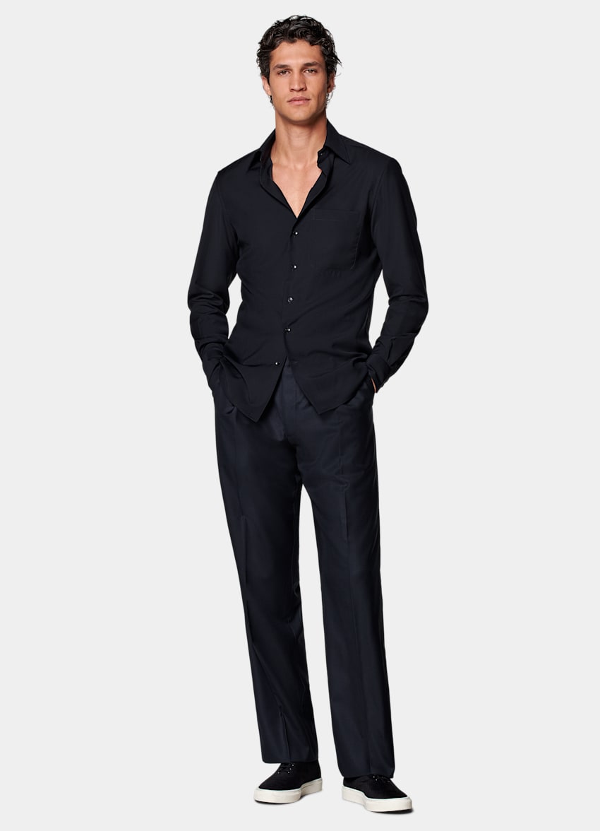 SUITSUPPLY Czysta wełna od Reda, Włochy Koszula tailored fit granatowa