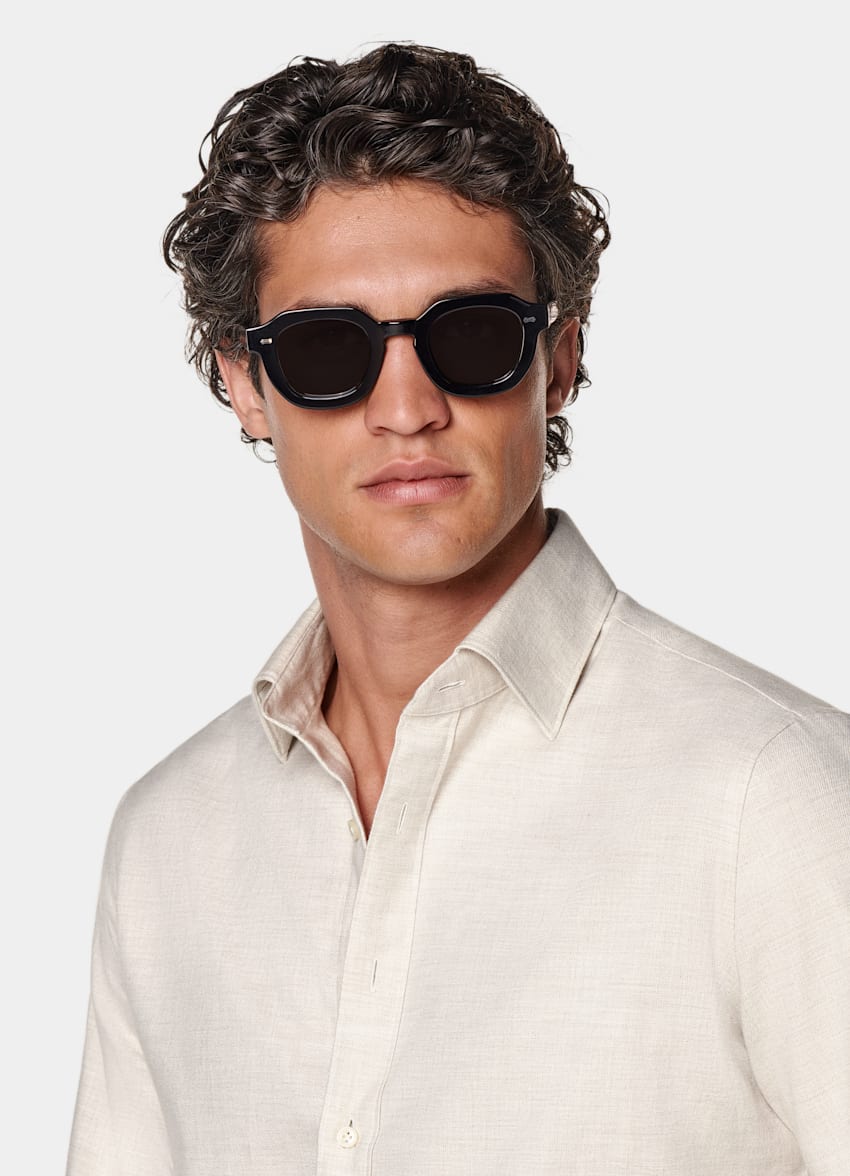 SUITSUPPLY Flanelle de coton égyptien - Beste, Italie Chemise coupe Tailored sable