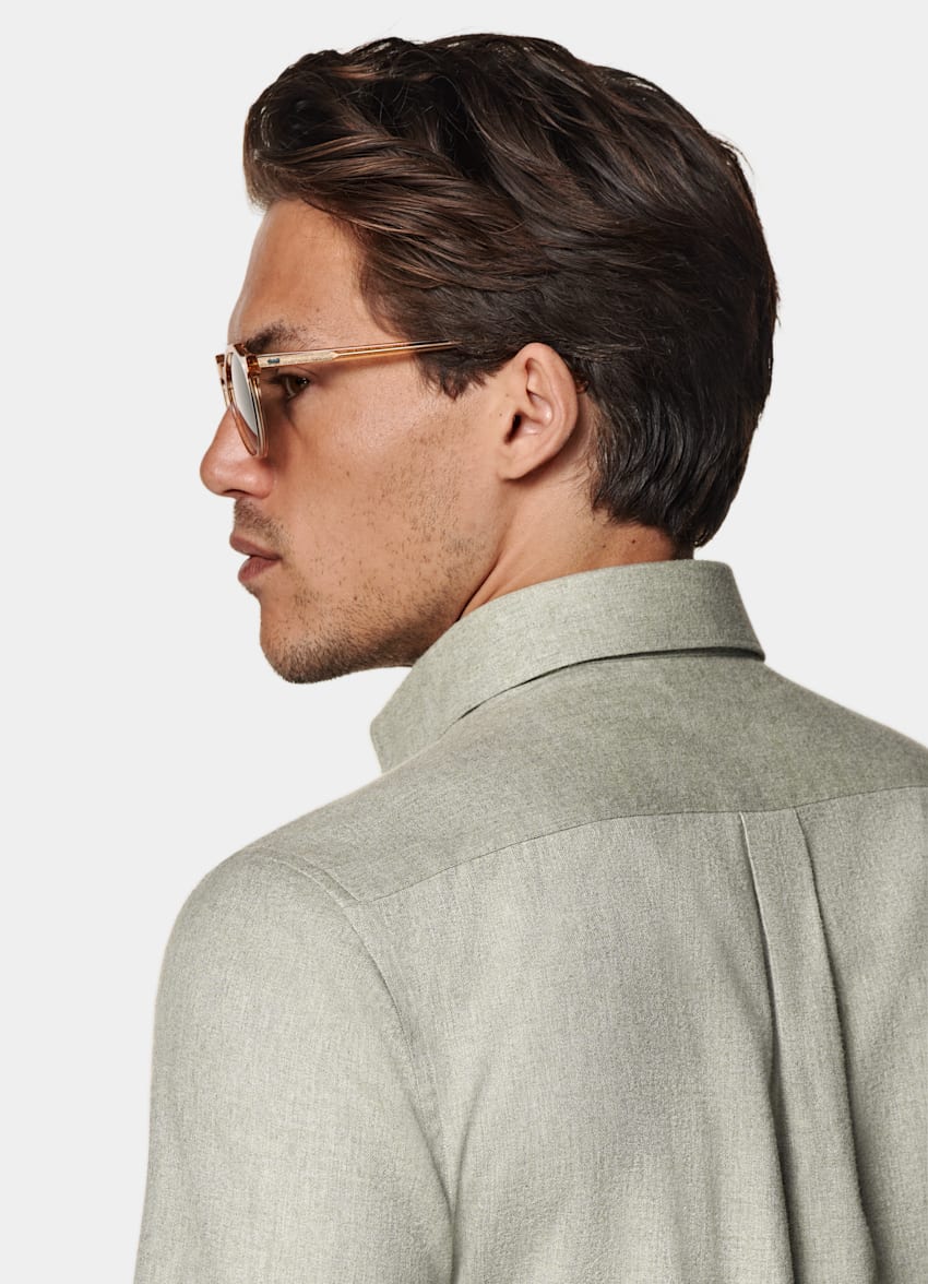 SUITSUPPLY Ägyptischer Baumwolle-Flanell von Beste, Italien Hemd hellgrün Tailored Fit