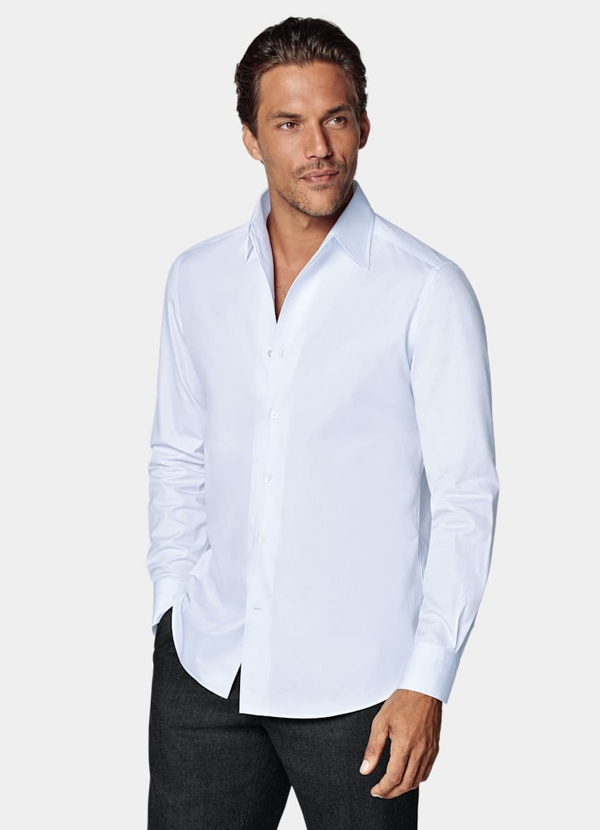 SUITSUPPLY Coton égyptien - Testa Spa, Italie Chemise coupe Tailored avec col d'une seule pièce bleu clair