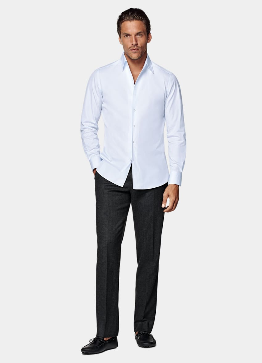 SUITSUPPLY Coton égyptien - Testa Spa, Italie Chemise coupe Tailored avec col d'une seule pièce bleu clair