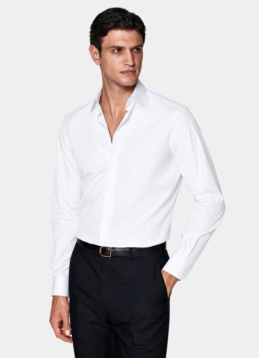 SUITSUPPLY Egyptian Cotton by Testa 1919 Srl, Italy White Classic Collar Shirt