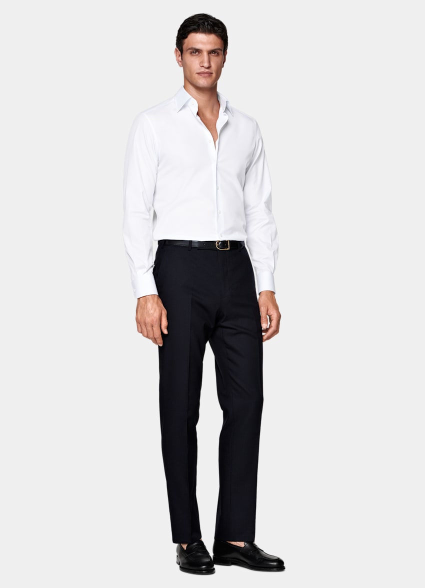 SUITSUPPLY Egyptian Cotton by Testa 1919 Srl, Italy White Classic Collar Shirt