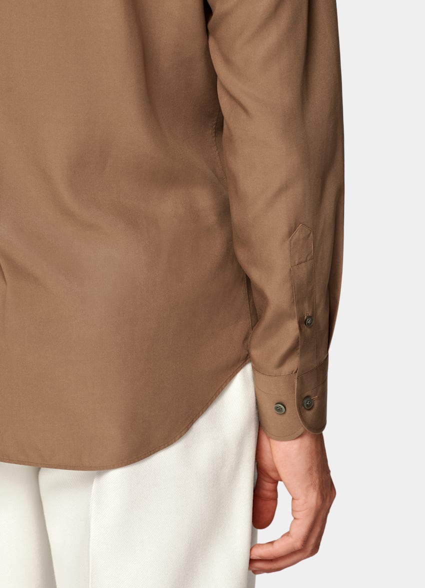 SUITSUPPLY Lyocell by Sidogras, Spain Mid Brown Lyocell Shirt