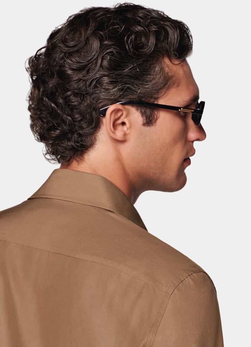 SUITSUPPLY Lyocell by Sidogras, Spain Mid Brown Lyocell Shirt