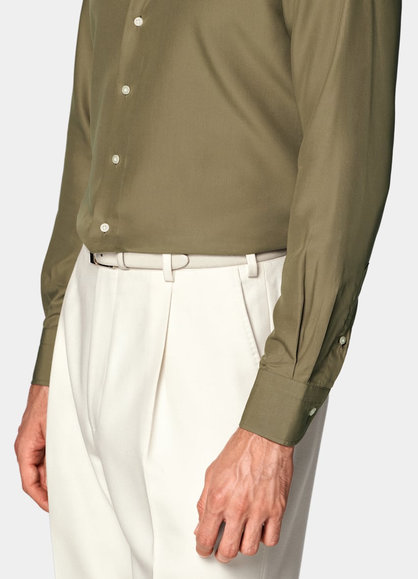 SUITSUPPLY Lyocell by Sidogras, Spain Green Lyocell Shirt