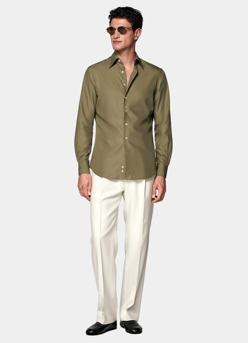 SUITSUPPLY Lyocell by Sidogras, Spain Green Lyocell Shirt