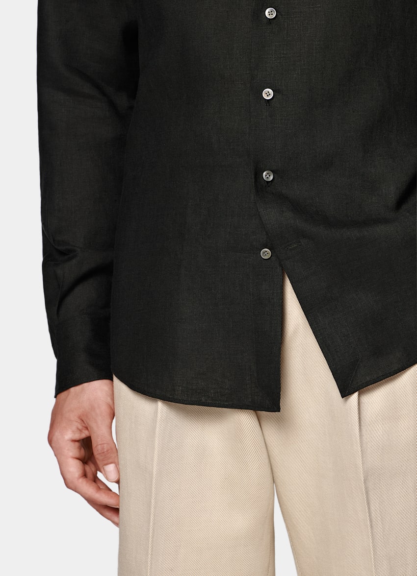 SUITSUPPLY Pure Linen - Albini, Italie Black Linen Shirt