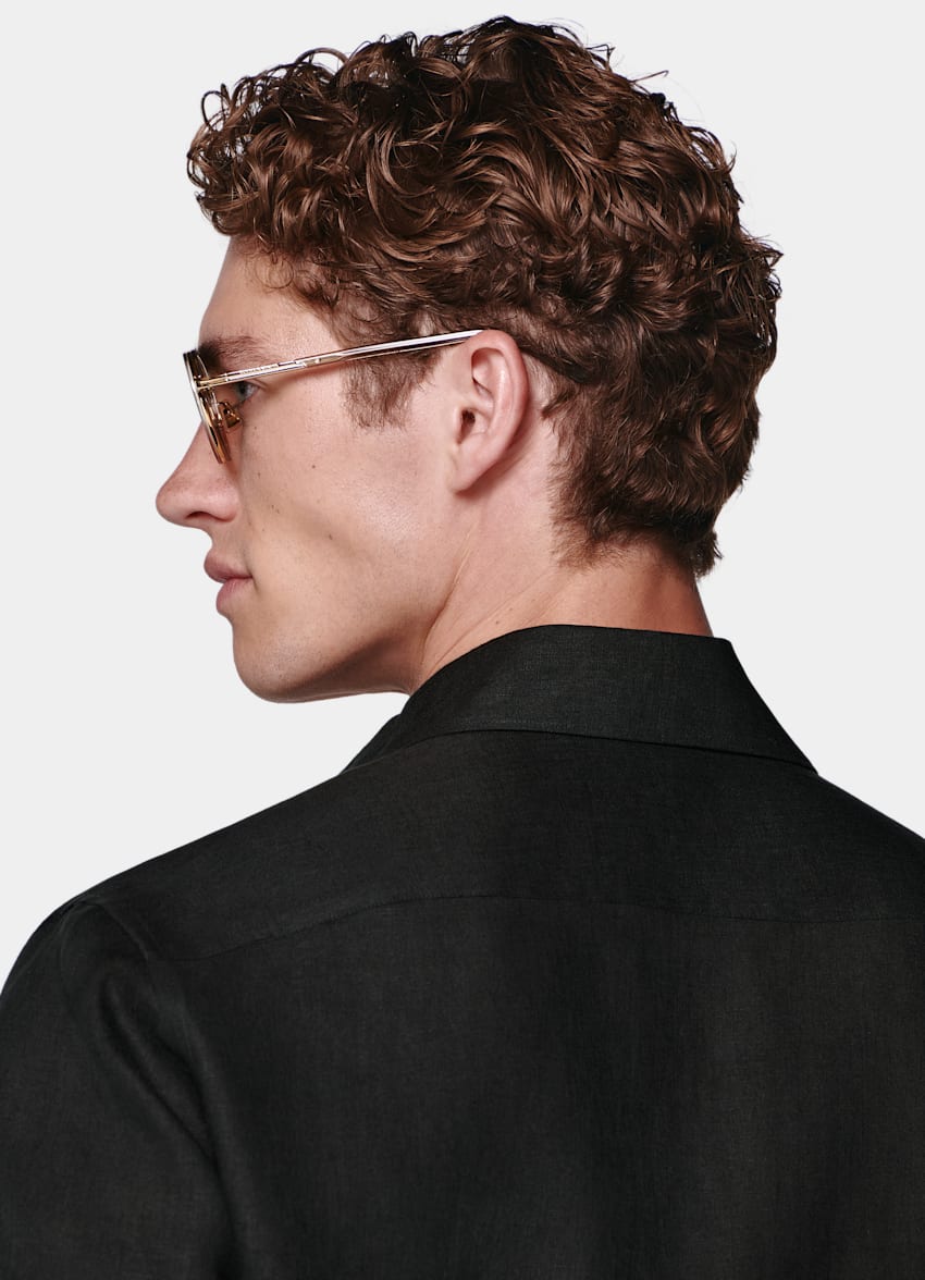 SUITSUPPLY Pure Linen - Albini, Italie Black Linen Shirt