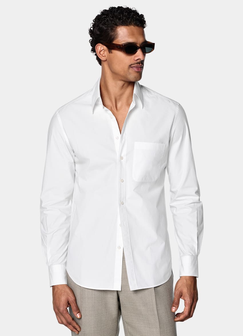 SUITSUPPLY Pure Cotton by Sidogras, Spain White Cotton Shirt