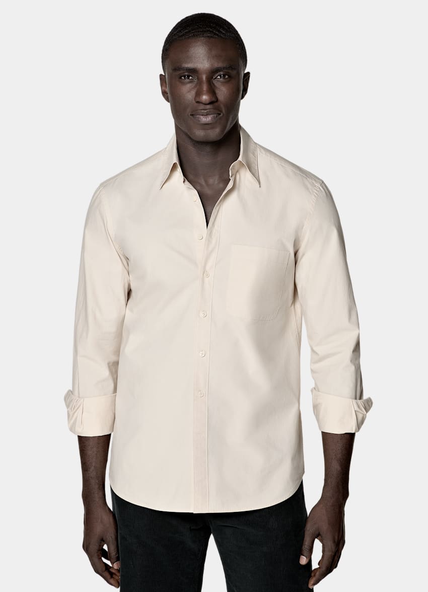 SUITSUPPLY Pure Cotton by Sidogras, Spain Light Brown Cotton Shirt
